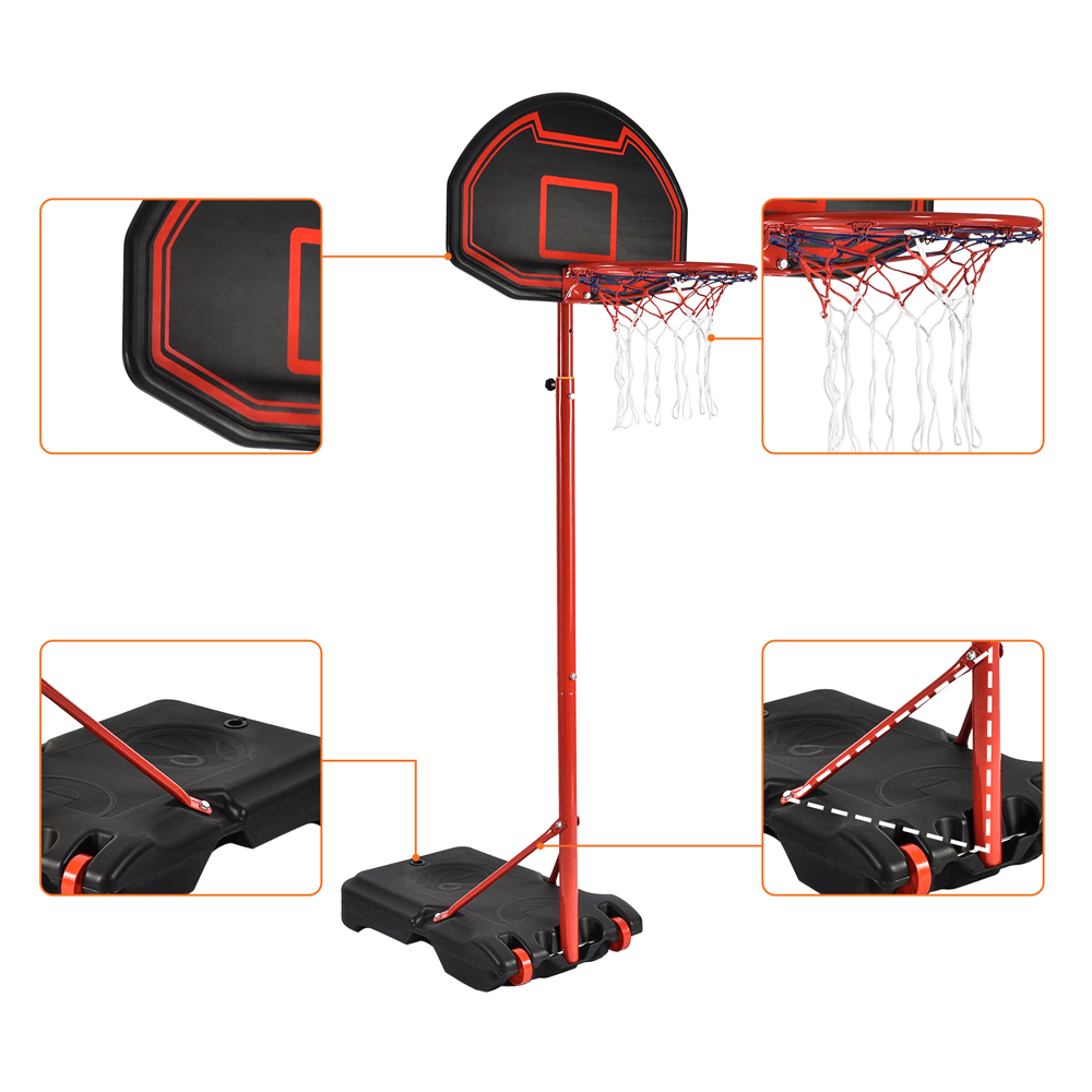 [US Direct] 1.6-2.1M Adjustable Basketball Hoops Portable Backboard Stand Basketball System Kids Adult Game Garden Patio - MRSLM