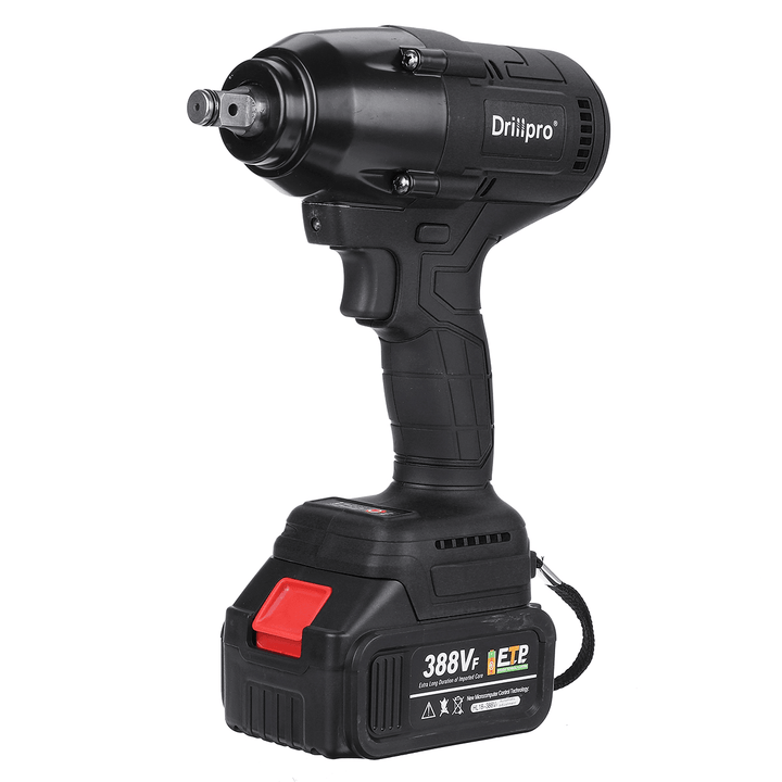 Drillpro 1/2"Handheld Cordless Electric Wrench with 1 or 2 Battery Brushless Wrench Tool - MRSLM