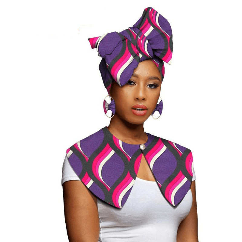 African Printing Batik Cotton Scarf Exaggerated Earrings Shawl African Earrings - MRSLM