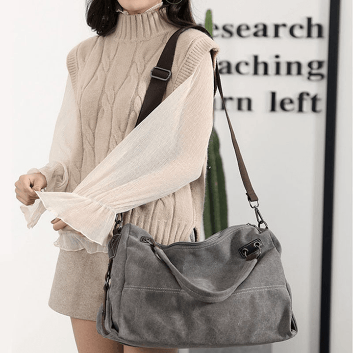 Women Casual Canvas Handbag Multi-Carry Crossbody Bag - MRSLM