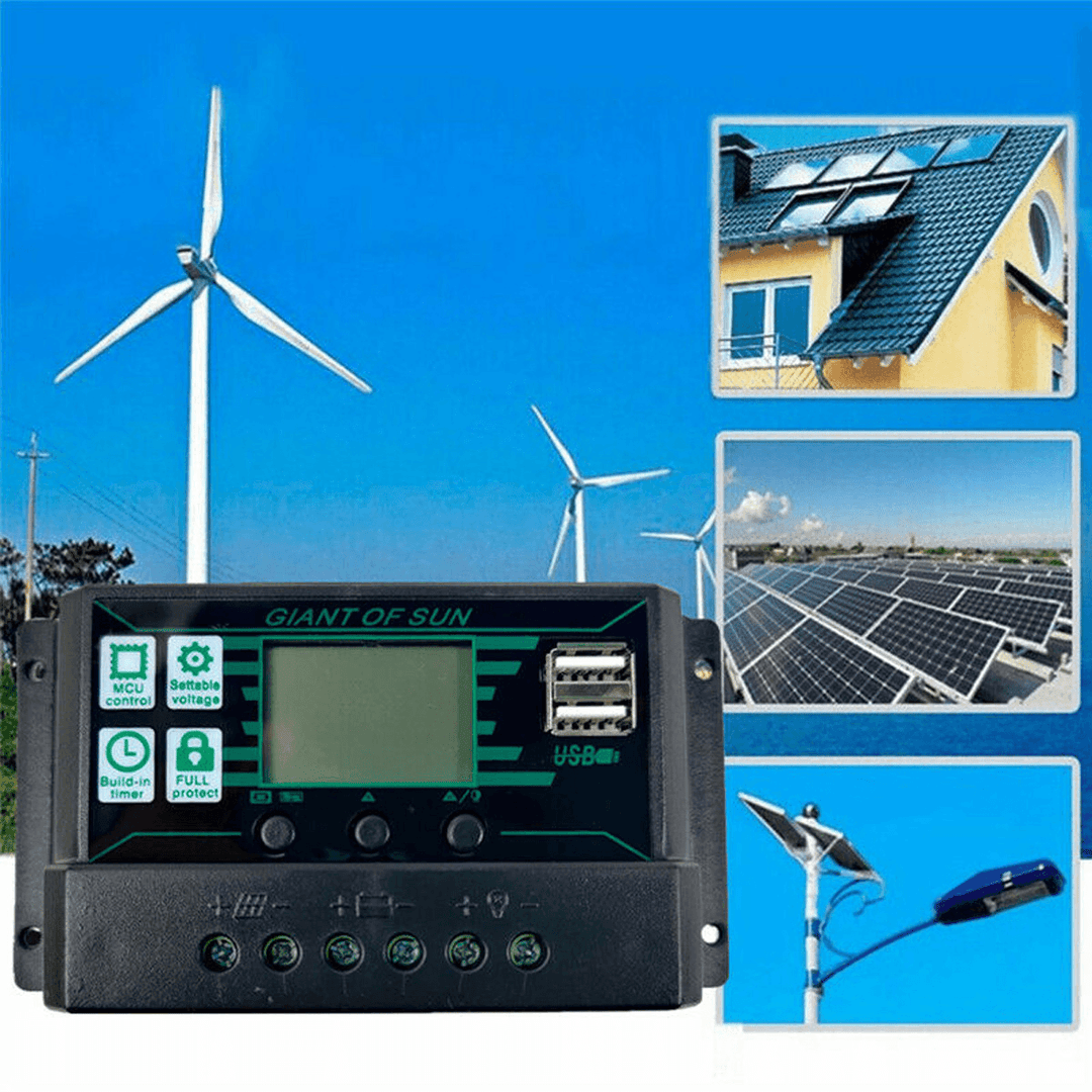 200W Solar Panel Kit 12V Battery Charger 10-100A Controller for Ship Motorcycles Boat - MRSLM