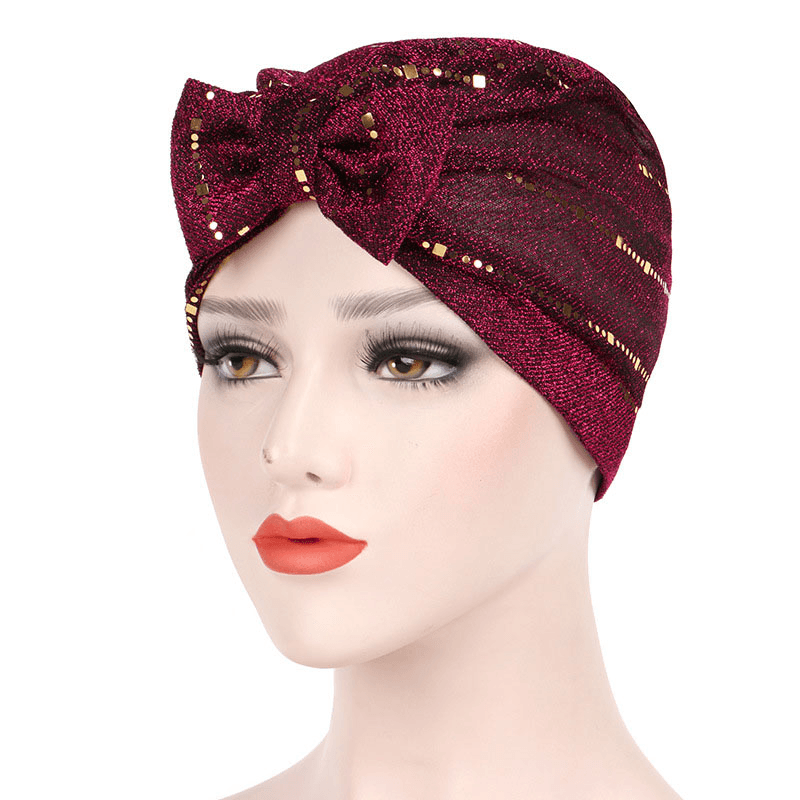 Women Muslin Studded Breathable Beanie Hat Turban Caps - MRSLM