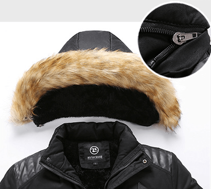 Washed Cotton Clothes Men'S Mid-Length Winter Youth Can Take off the Hat Men'S Casual Thickening - MRSLM