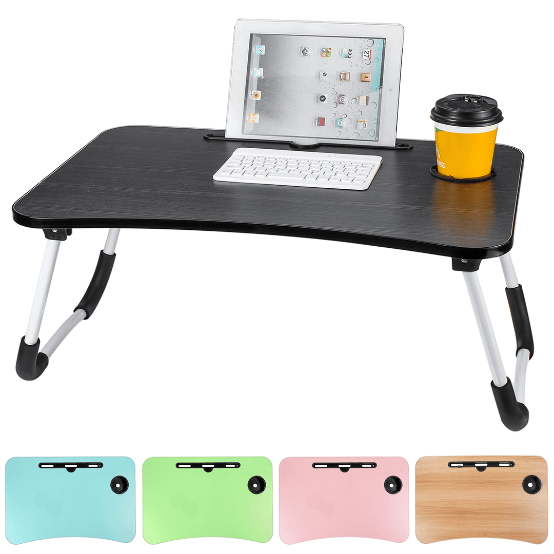 60 X 40 X 28Cm Bed Tray Desk Folding Computer Desk with Card Slot and Cup Holder - MRSLM