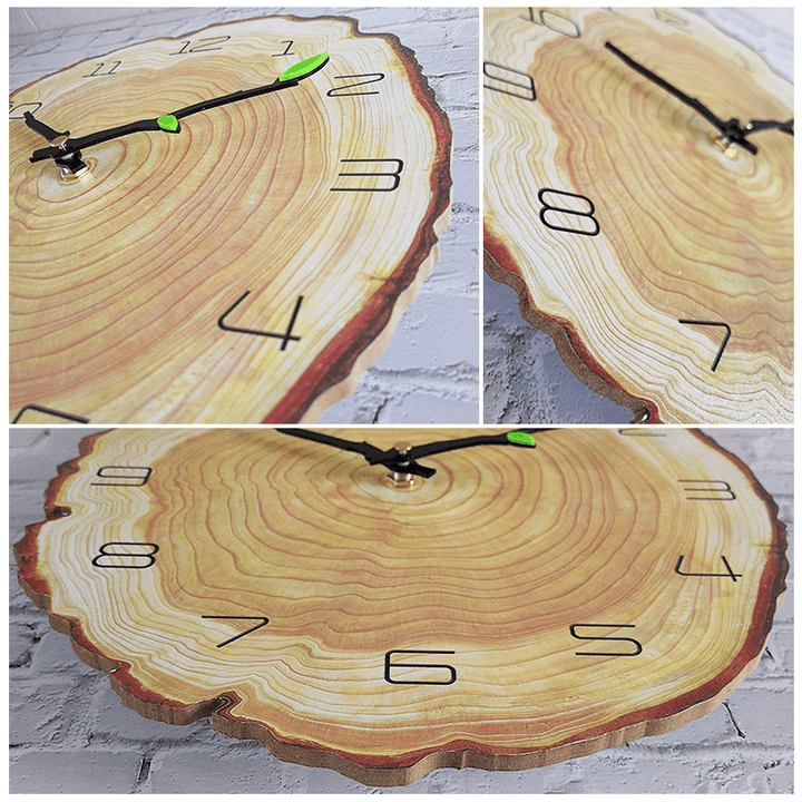 MW002 Creative Wooden Pattern Wall Clock Mute Wall Clock Quartz Wall Clock for Home Office Decorations - MRSLM