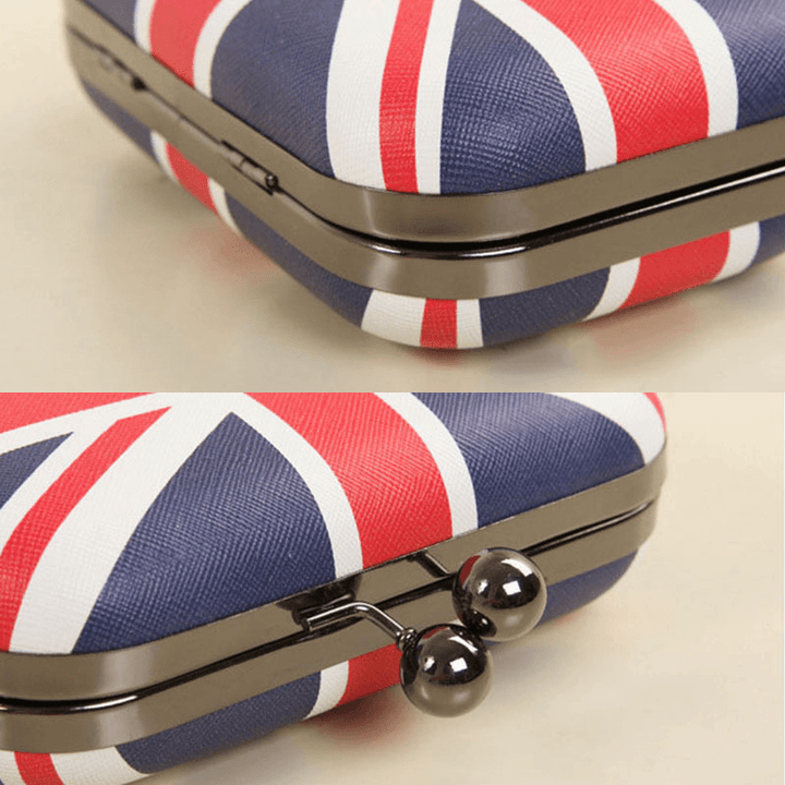 Women PU Leather Flag Pattern Printed Fashion Crossbody Bag Clutch Bag - MRSLM