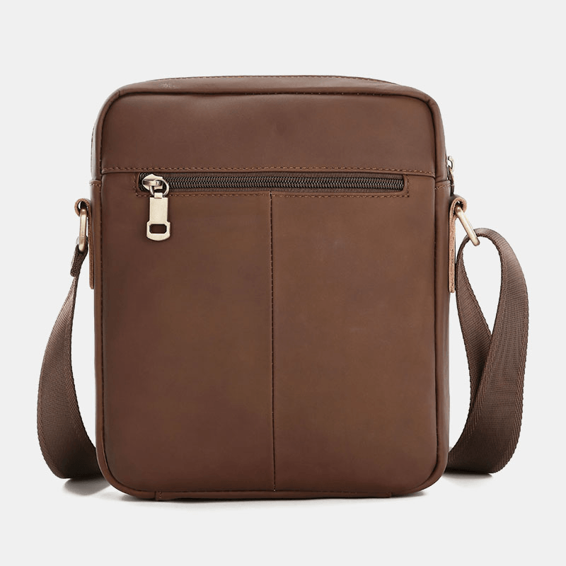 Men Genuine Leather Large Capacity Vintage Casual 6.5 Inch Phone Bag Crossbody Bag Shoulder Bag Messenger Briefcase - MRSLM