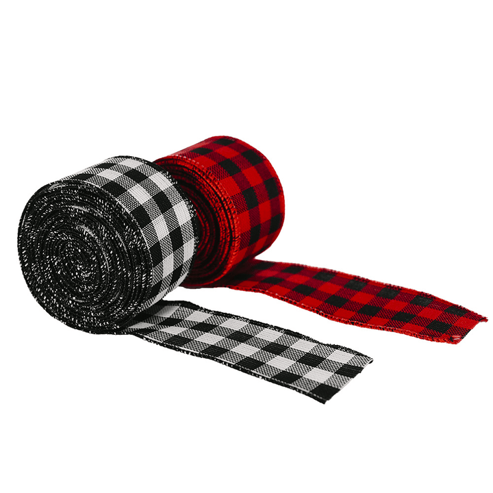 Christmas Black and White Red Lattice Decoration Ribbon - MRSLM