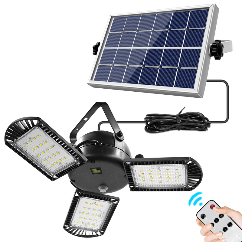 Ipree® 800LM 60 LED Solar Light 3 Lamp Head Timer Waterproof Folding Outdoor Garden Work Lamp with Remote Control Solar Panels - MRSLM