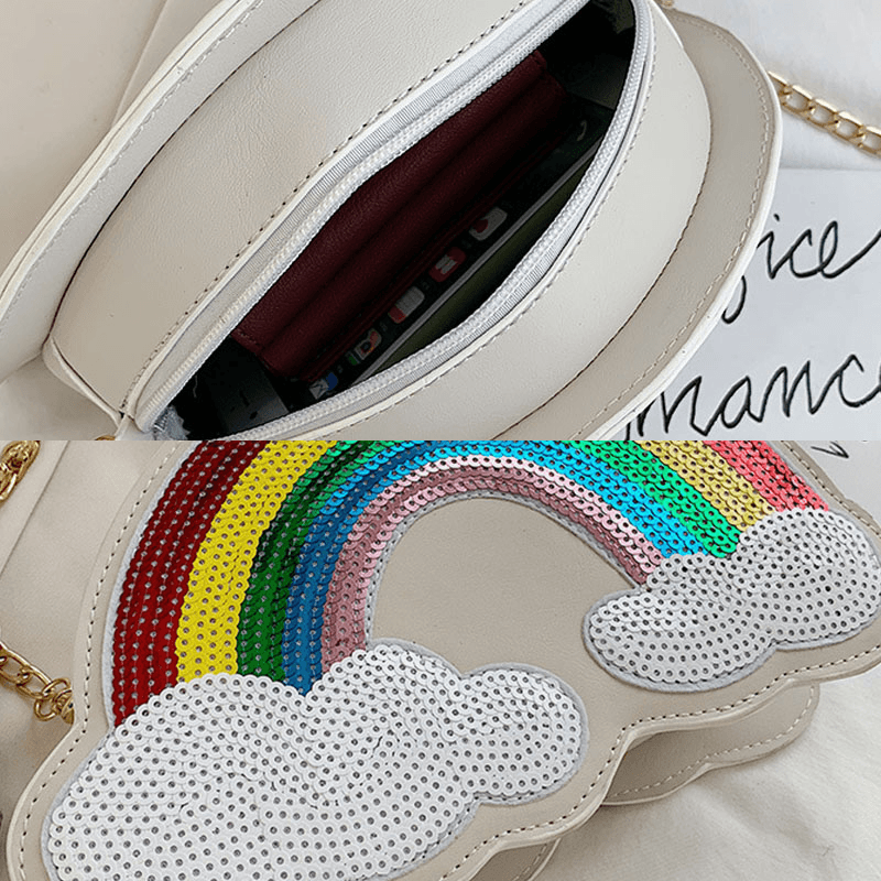 Women Creative Unique Cloud Shape Sequin Contrast Color Funny Shoulder Bag Cross Body Bag - MRSLM