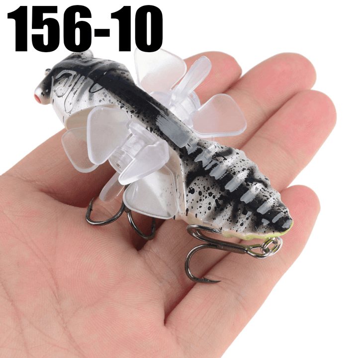 ZANLURE 1PSC 7.5Cm Artificial Bait Fishing Lure Insect Rotating Wings Swimbait Fishing Hook - MRSLM