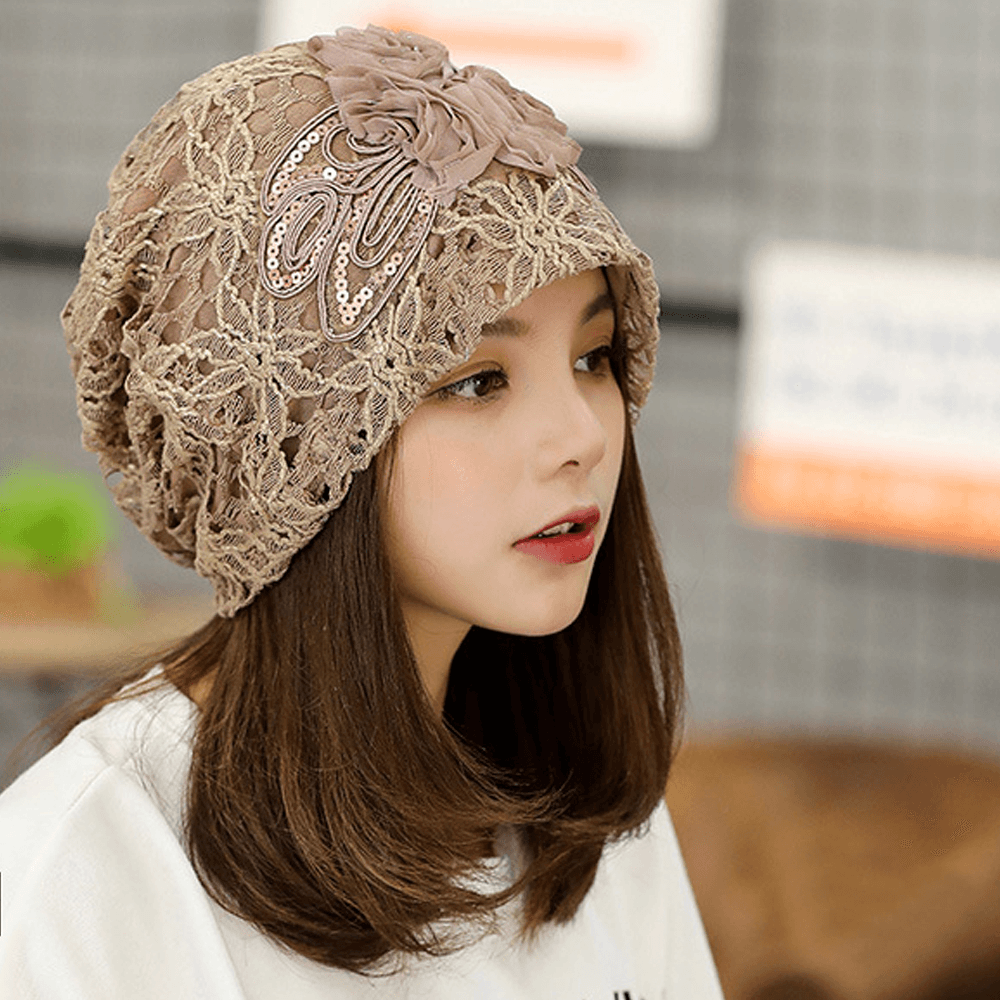 Flowers Beanie Embossed Knitting Cutout Caps - MRSLM