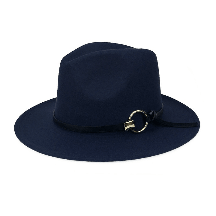 Men Women Vintage Felt Panama Style Beach Hat England Wide Brimmed Top Hat - MRSLM