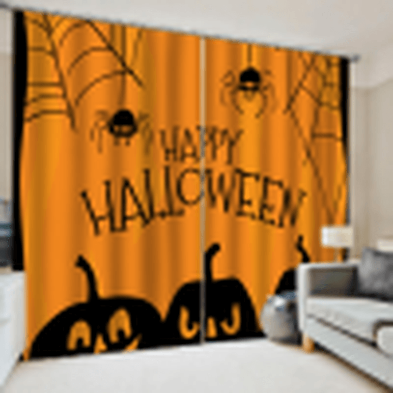 132*160Cm Blackout Window Curtains Halloween Printed Curtains for Living Room Festival Decoration - MRSLM