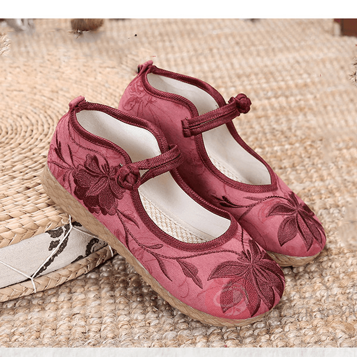 Women Embroidered Flower Soft Sole Casual Flat Loafers - MRSLM