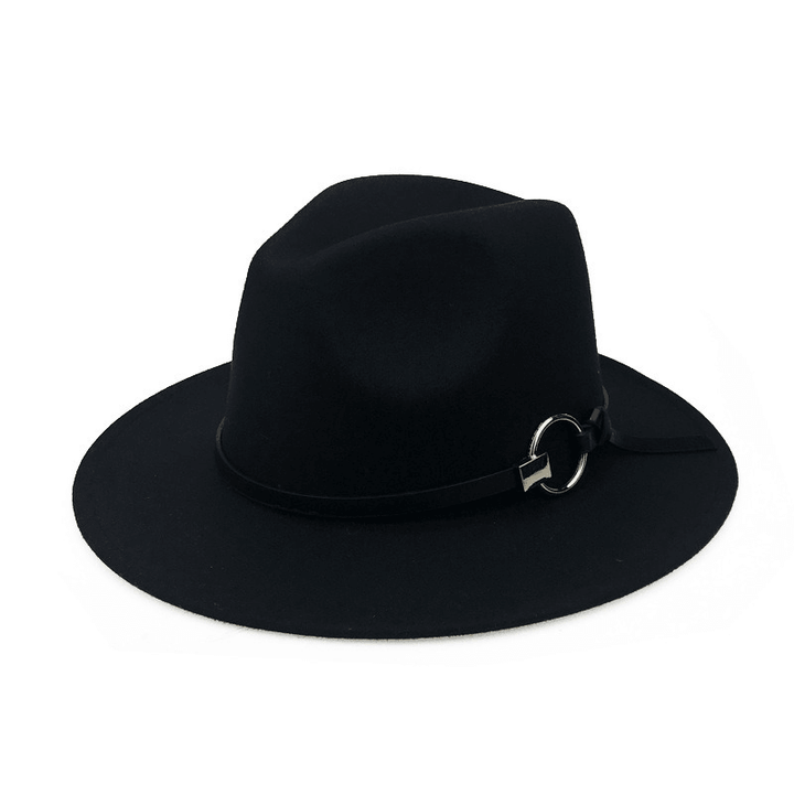 Men Women Vintage Felt Panama Style Beach Hat England Wide Brimmed Top Hat - MRSLM