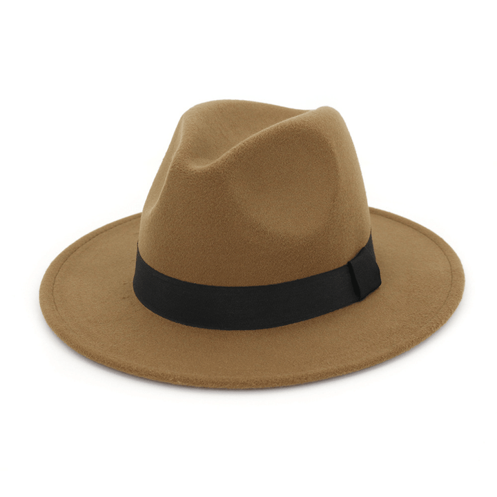 Black Top Hat European and American British Style All-Match Flat-Brimmed Jazz Hat Woolen Hat - MRSLM