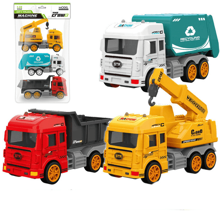 Children'S Car Toy Inertial Crane Excavator Truck Fire Truck Set - MRSLM