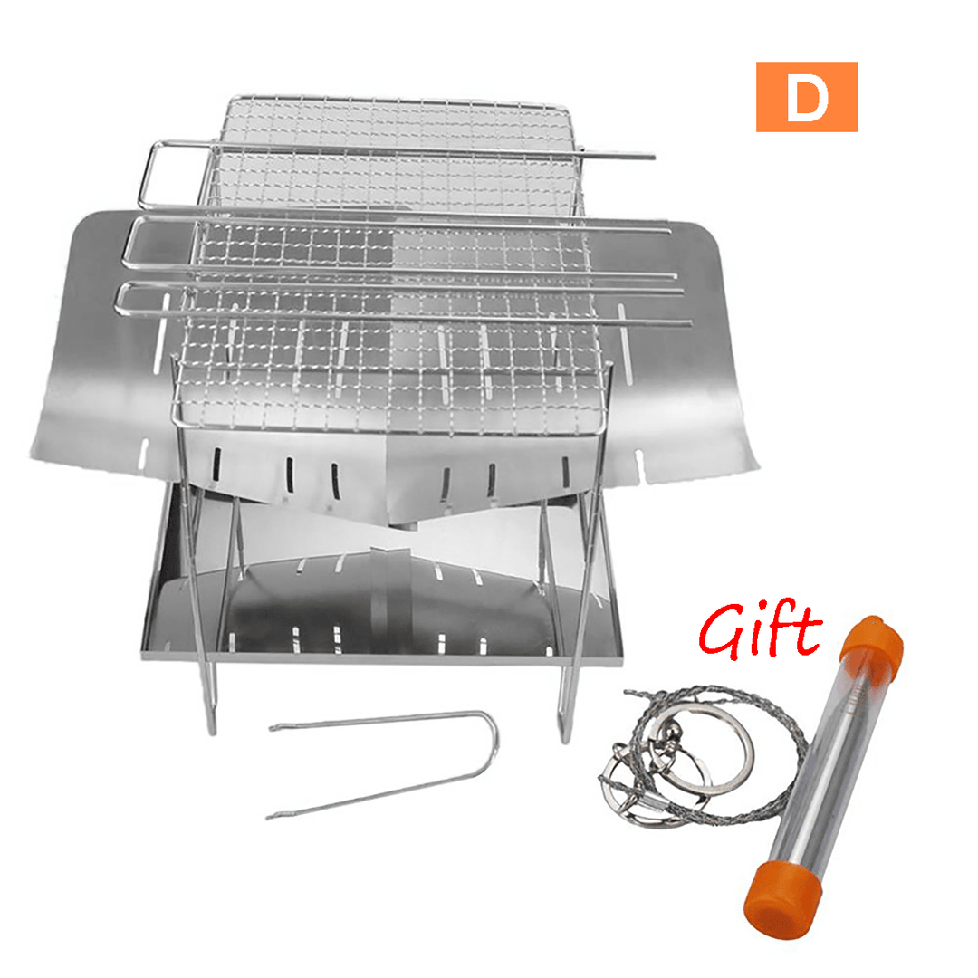 Portable Folding Barbecue Grill Stainless Steel Camping Stove for Outdoor Picnic Camping - MRSLM