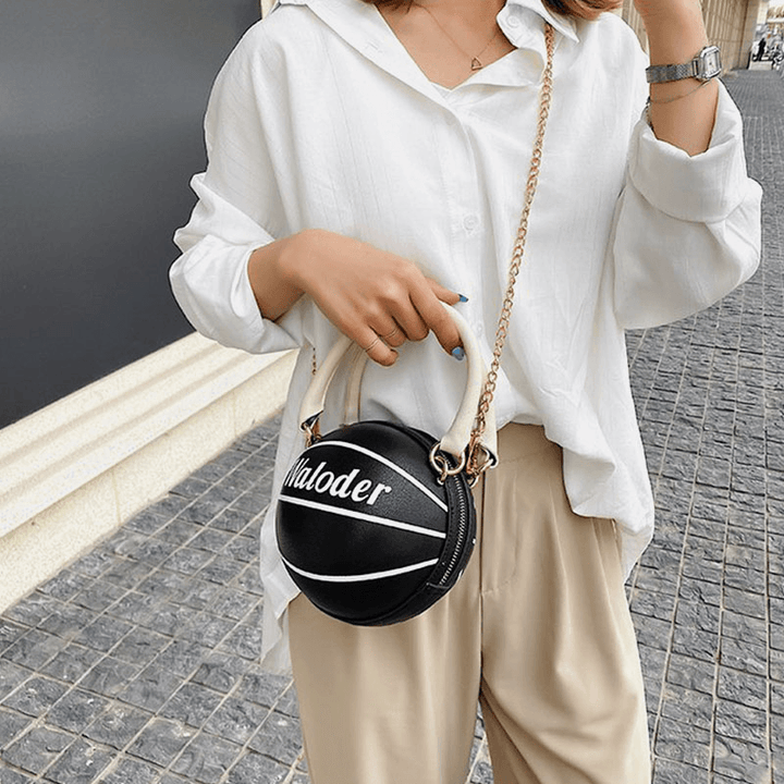 Women Basketball Chains Casual PU Handbag Crossbody Bag - MRSLM