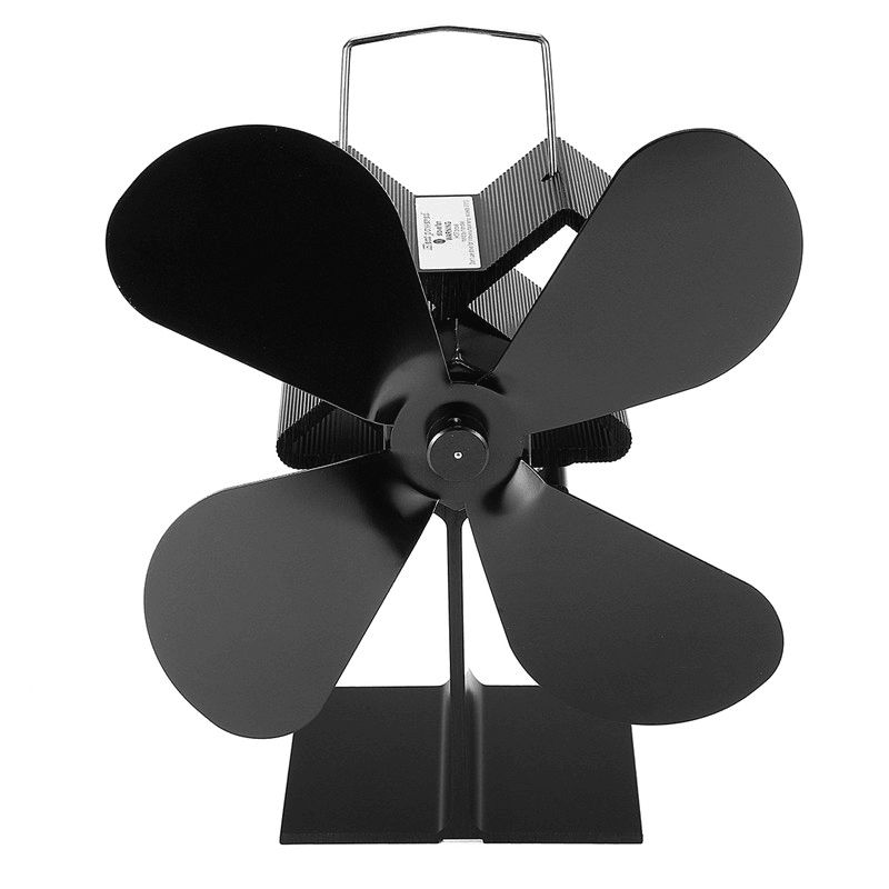 Black Fireplace 4 Blade 4 Heat Powered Stove Fan Komin Log Wood Burner Eco Friendly Quiet Fan Home Efficient Heat Distribution - MRSLM