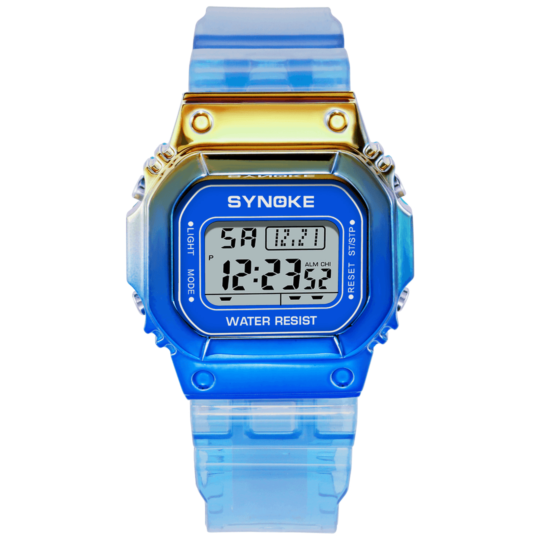SYNOKE 9622 Gradient Color Watch Case Fashion Style Women Men Luminous Display Couple Digital Watch - MRSLM