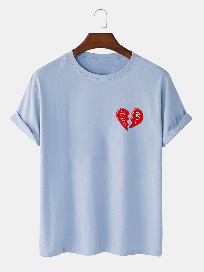 Mens 100% Cotton Heart Broken Casual T-Shirts - MRSLM