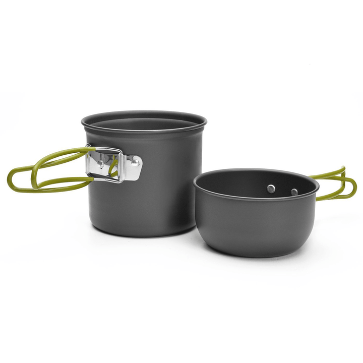 10 Pcs 1-2 People Camping Cookware Set Stove Burner Pots Bowl Gas Tank Holder Water Cup Foldable Tableware Outdoor Picnic - MRSLM