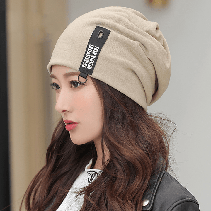 Women Cotton Keep Warm Outdoor Winter Fashion Casual Solid Double Beanie Knitted Hat - MRSLM