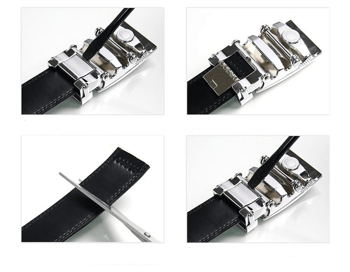 120CM Men Second Floor Cowhide Frosted Gold Silver Alloy Automatic Buckle Belt - MRSLM