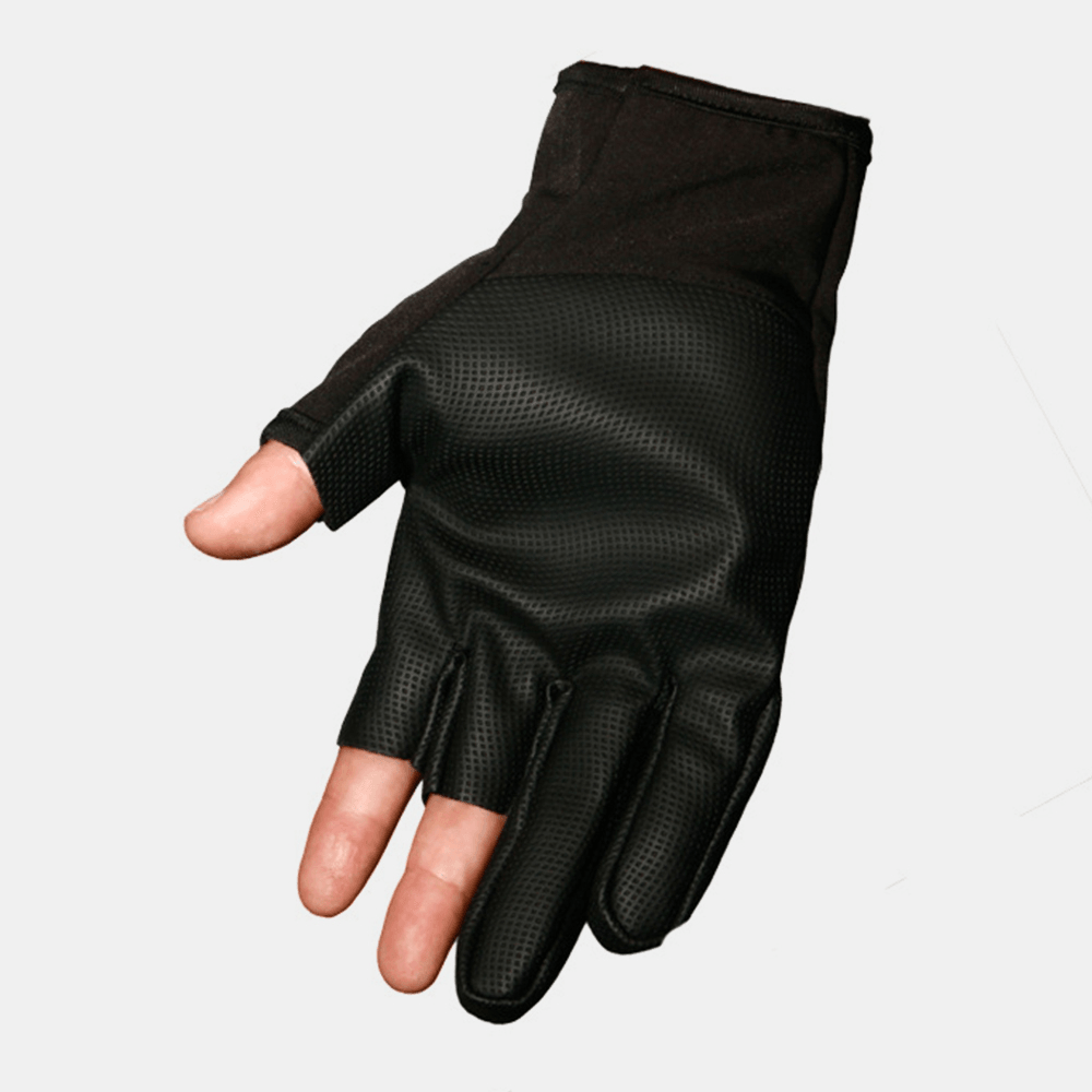 Unisex Half-Finger Waterproof Outdoor Sport Reding Fishing Non-Slip Leather Gloves - MRSLM