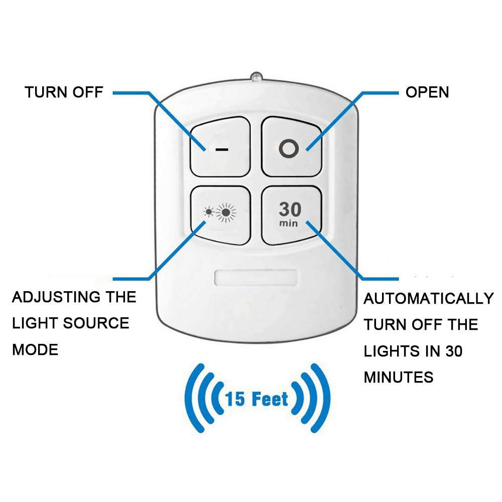 Super Bright COB under Cabinet Light LED Wireless Remote Control Dimmable Wardrobe Night Lamp Home Bedroom Closet Kitchen - MRSLM