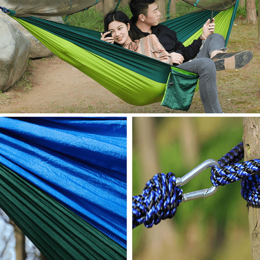 1-2 Person Camping Hammock Hanging Bed Swing Chair with Mosquito Net Outdoor Travel - MRSLM