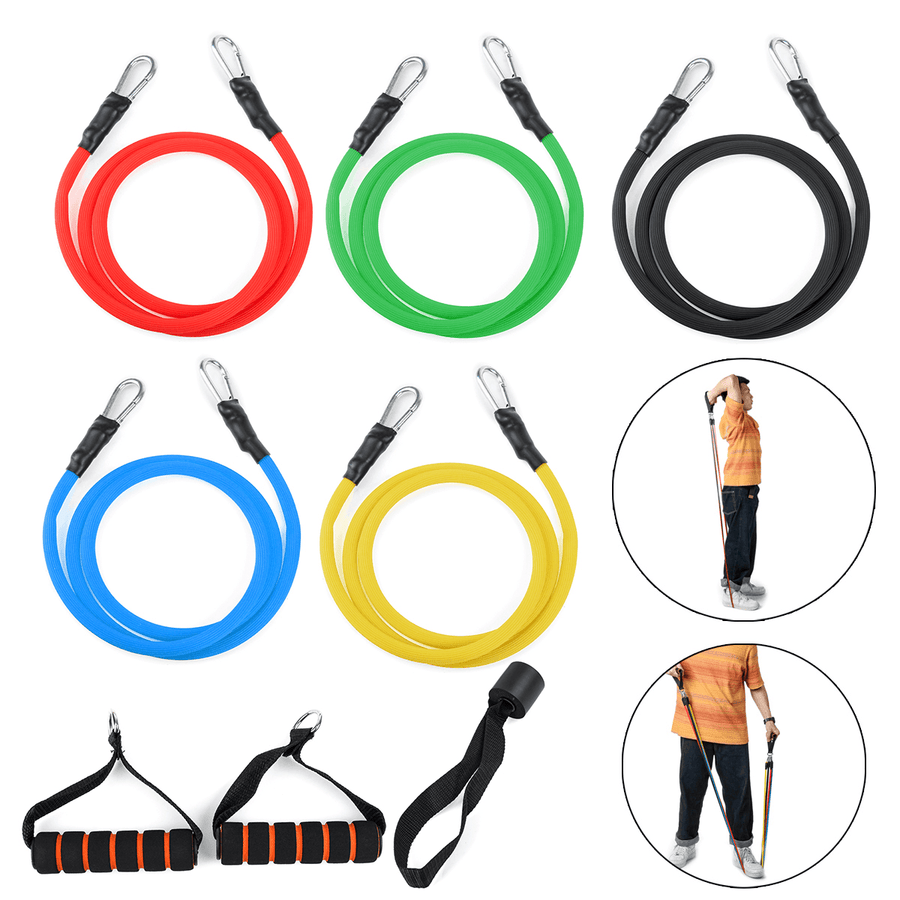 11PCS Resistance Bands Set Home Fitness Exercise Straps Gym Training Strength Pull Tubes - MRSLM