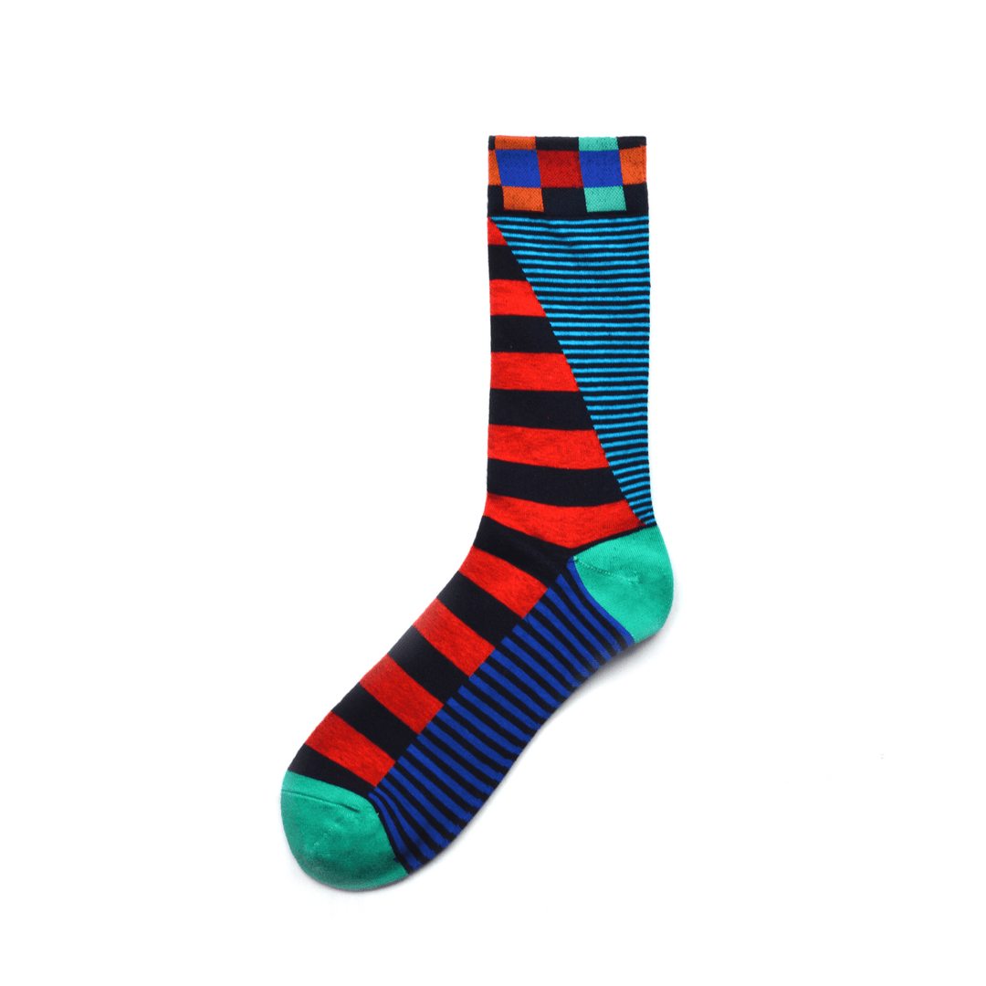 Men'S Street Wild Classic Geometry Striped Cotton Mid-Socks - MRSLM