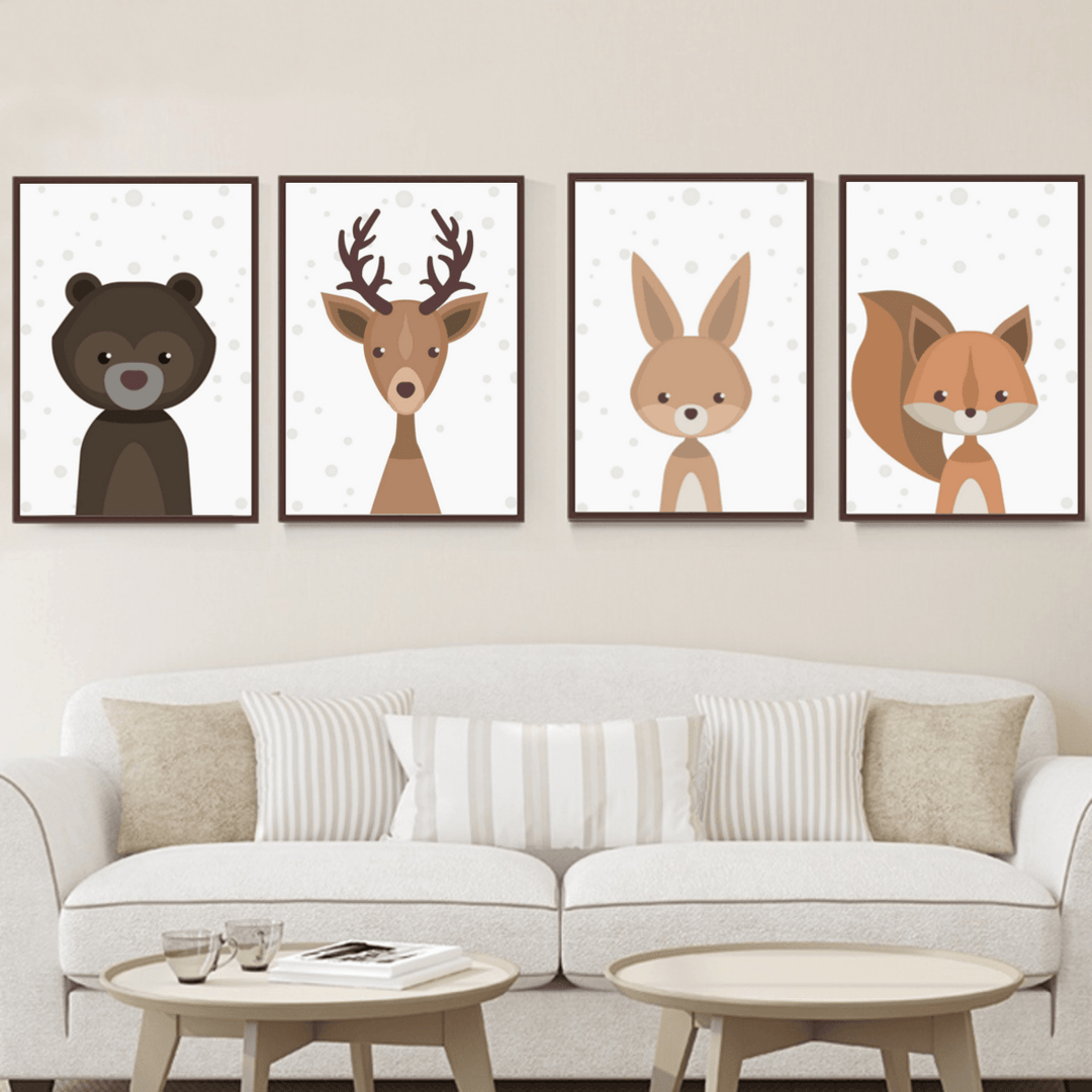 Cartoon Fox Animal Canvas Poster Nordic Art Prints Baby Kids Room Wall Sticker Decor - MRSLM