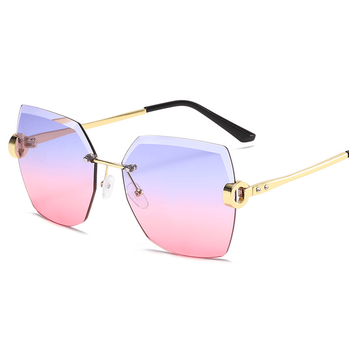 European and American Trendy Glasses Cut-Edge Sunglasses Ladies Big Rimless - MRSLM