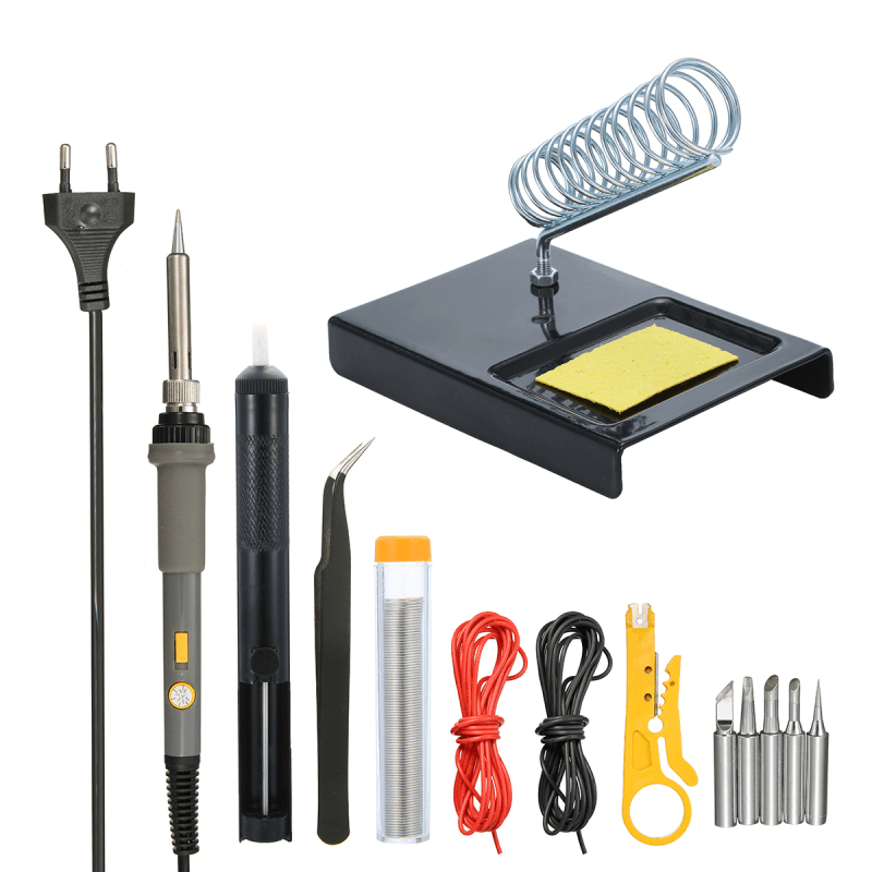 60W 220-230V Thermostat Adjustable Electric Soldering Iron Welding Tools Set EU Plug - MRSLM