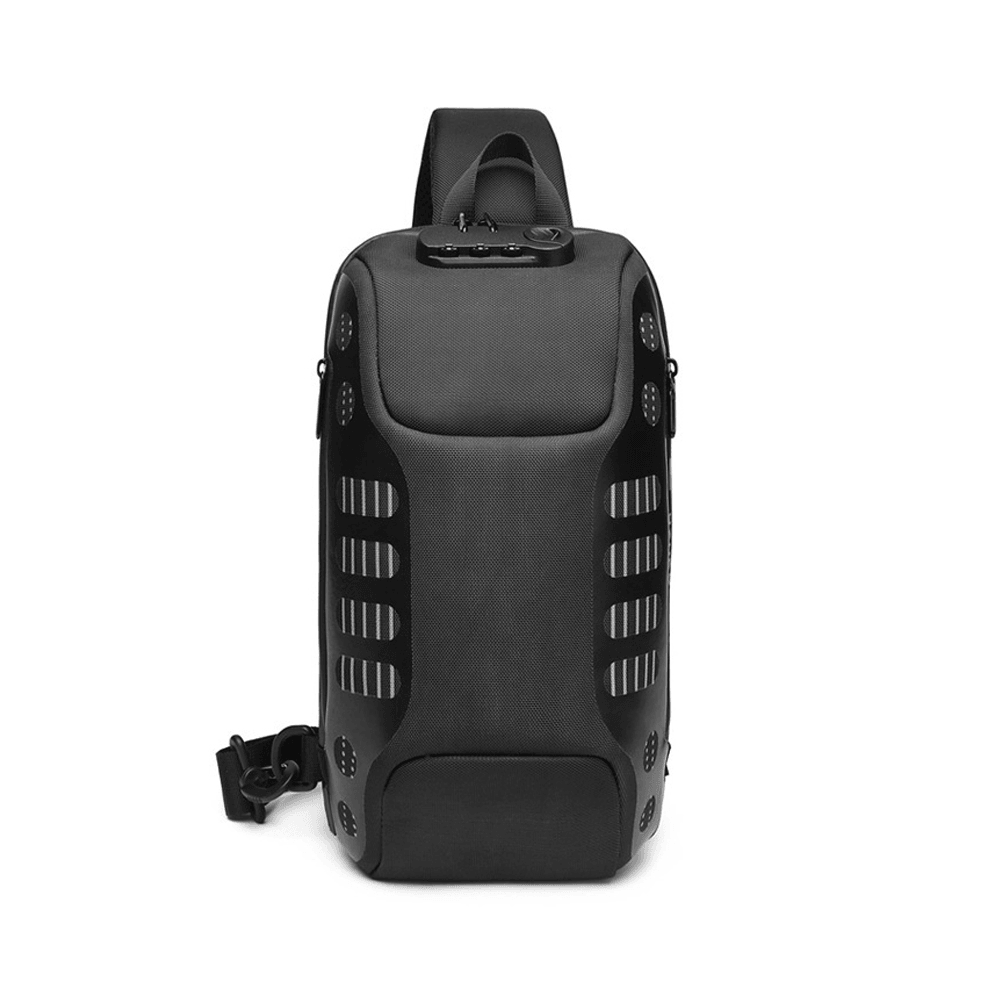 OZUKO Waterproof USB Sling Bag Headphone Jack Anti-Theft Lock Shoulder Bag Chest Messenger Pack Camping Travel - MRSLM