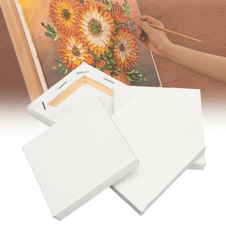 8PCS White Mini Blank Canvas Acrylic Paintings Frame Oil Paint Artist Square Art Sketch Boards Square Canvas - MRSLM