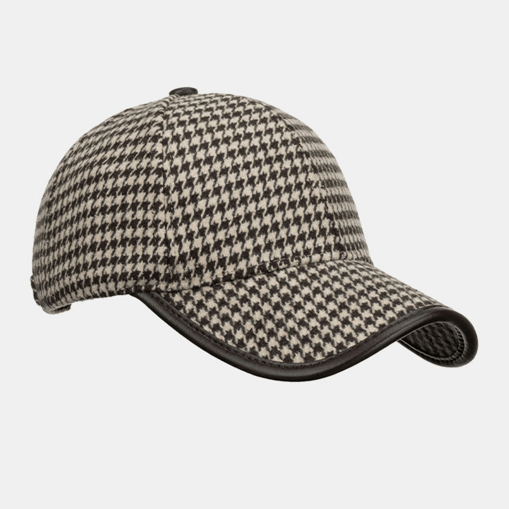 Unisex Polyester Houndstooth Pattern Baseball Cap British Retro Summer Sunshade Adjustable Hat - MRSLM