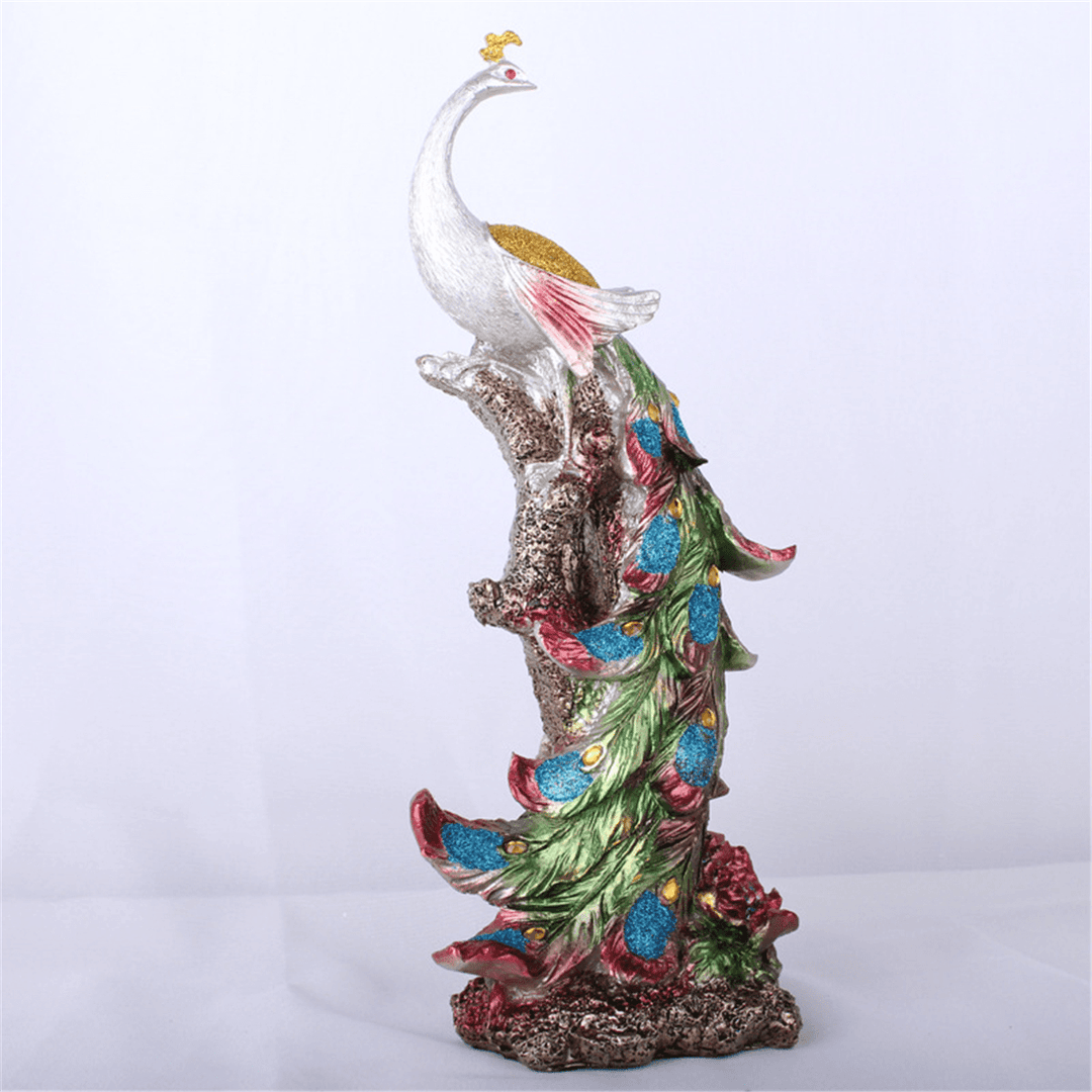 16.5X12.5X42Cm Peacock Statue Resin Decorations Sculpture Home Study Room Desktop Gift - MRSLM