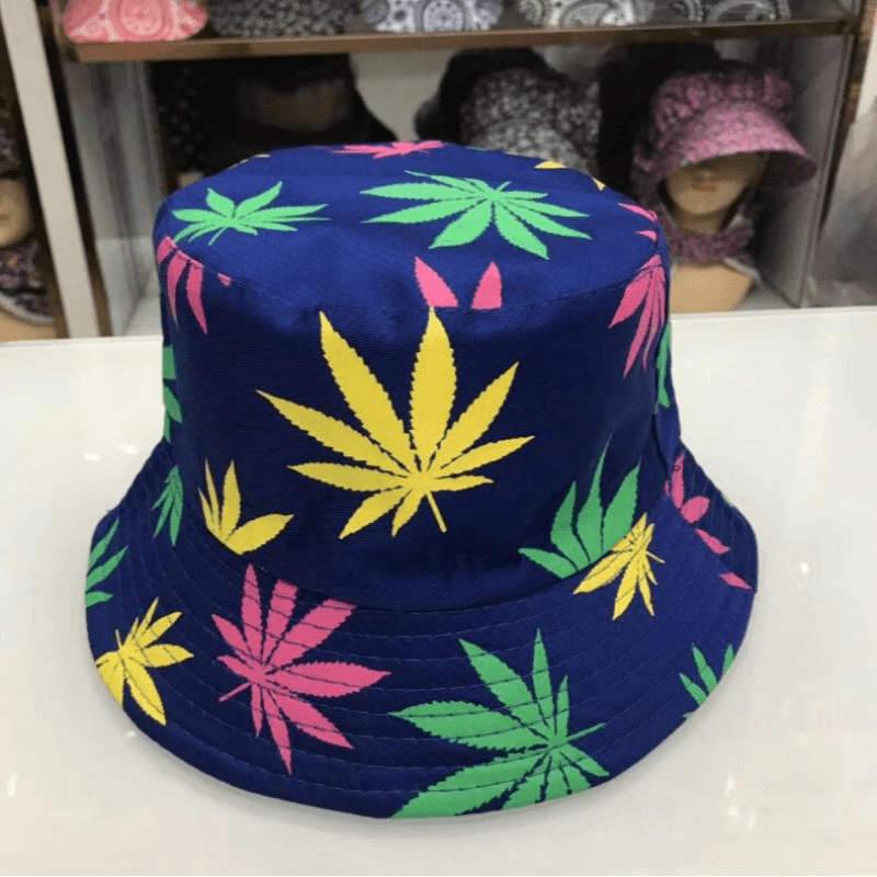 Hemp Leaf Fisherman Hat Cotton Maple Leaf Basin Hat Men and Women Fashion Fishing Hat Summer Outdoor Shade Sun Sat - MRSLM