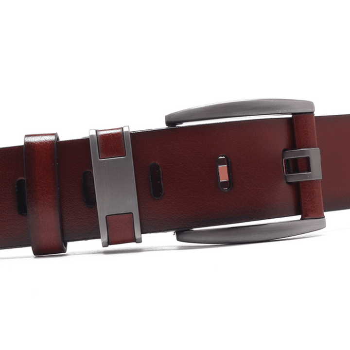 108CM Business Alloy Buckle Leather Belt Plain Waistband - MRSLM