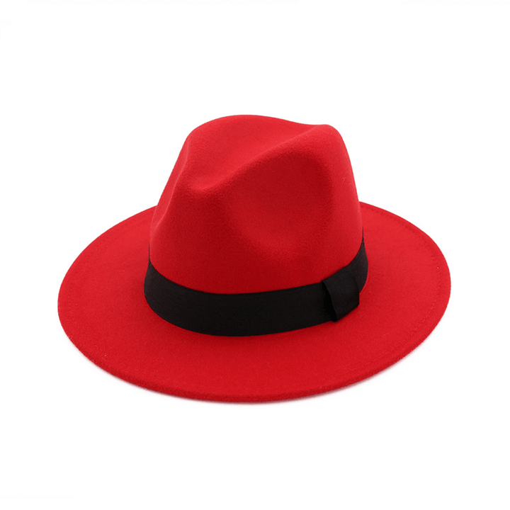 Black Top Hat European and American British Style All-Match Flat-Brimmed Jazz Hat Woolen Hat - MRSLM