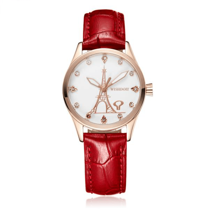 WISHDOIT WSD-005 Fashion Women Quartz Watch Roman Numerals Flower Iron Tower Wrist Watch - MRSLM