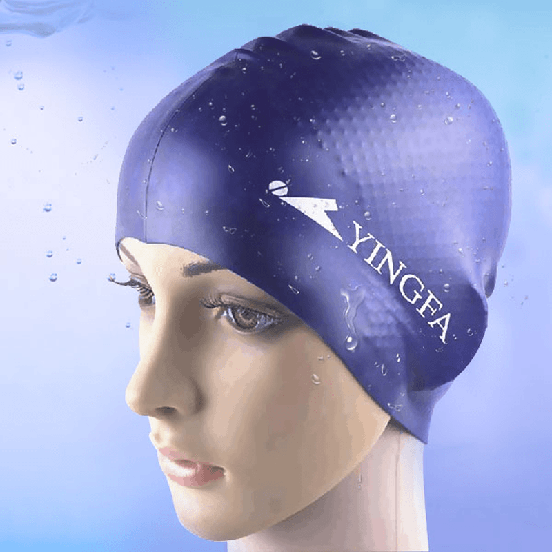 Unisex Women Mens Universal Silicone Swim Cap Waterproof Hair Ear Protection Swimming Cap - MRSLM