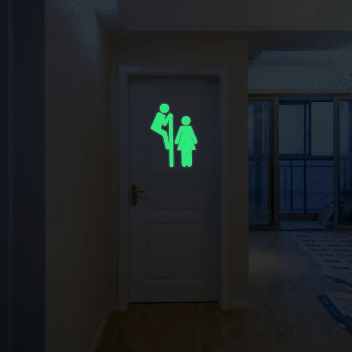 Miico Creative Man and Women Luminous PVC Removable Home Bathroom Decorative Wall Door Decor Sticker - MRSLM