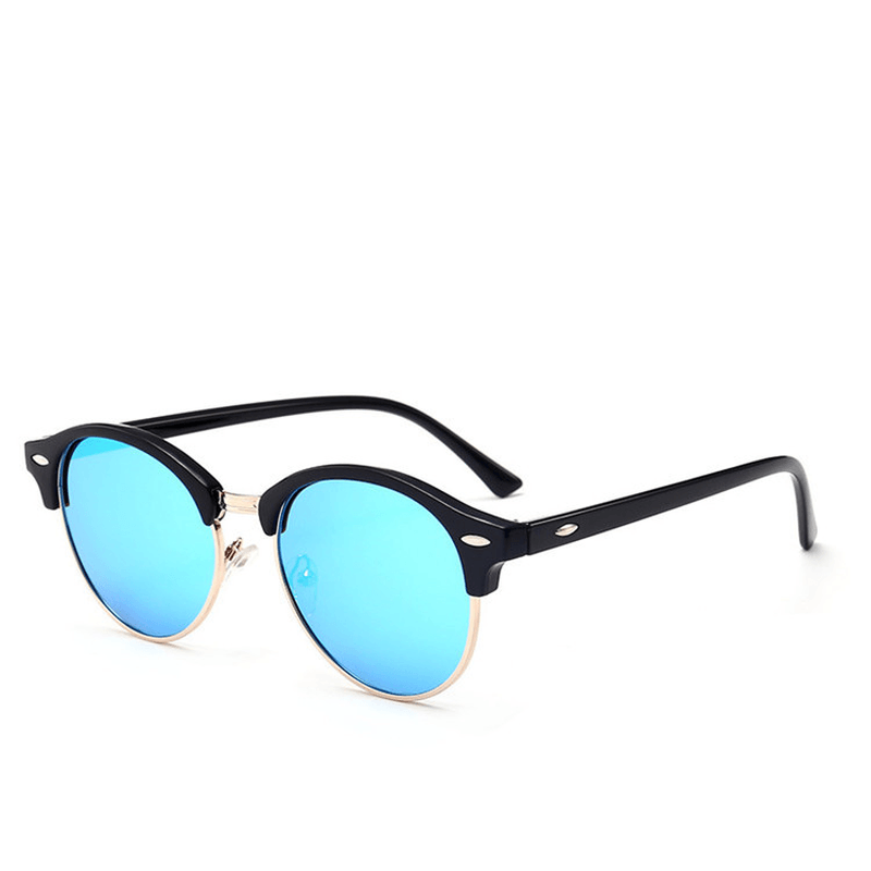 Metal Half Frame round Color Film Sunglasses - MRSLM