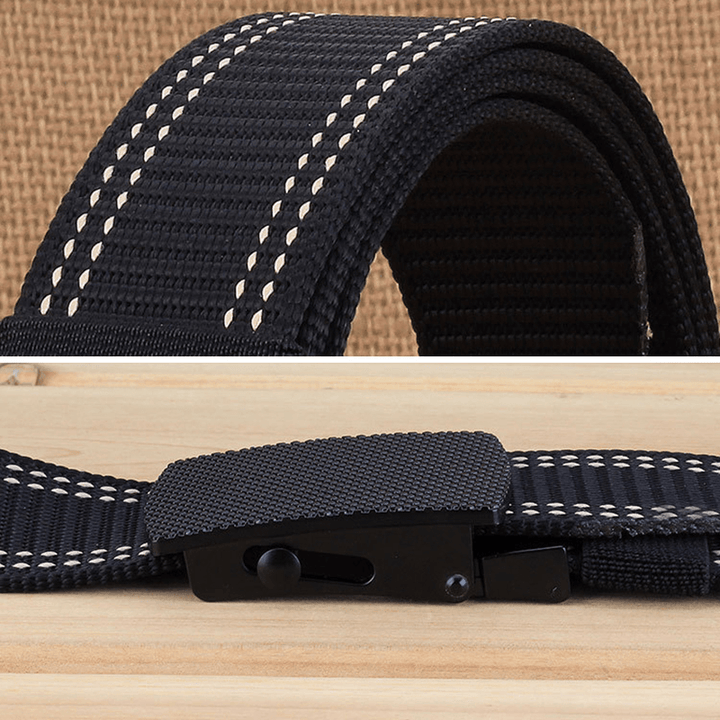 Men Casual Outdoor New Casual Nylon Belt Trendy Alloy Buckle Thick Belt - MRSLM